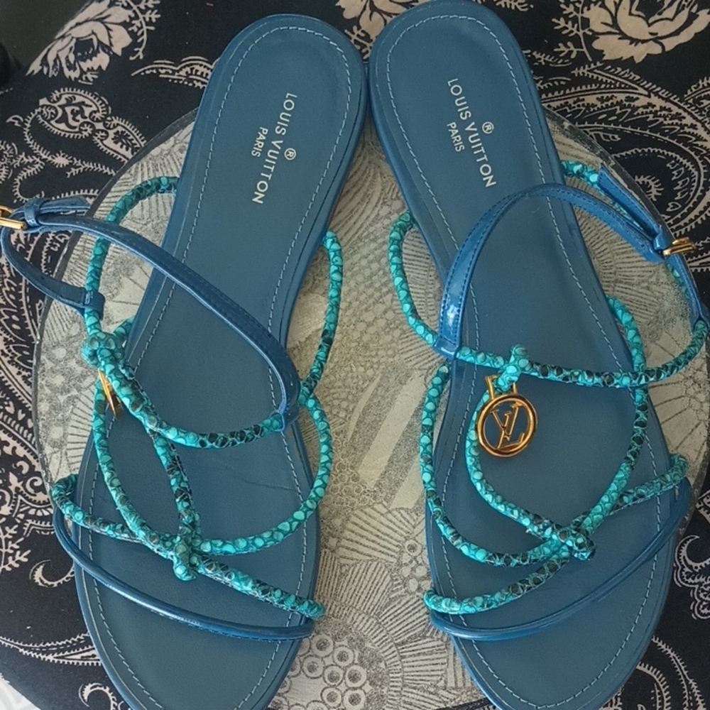 Louis Vuitton Strappy Blue and Turquoise Sandals